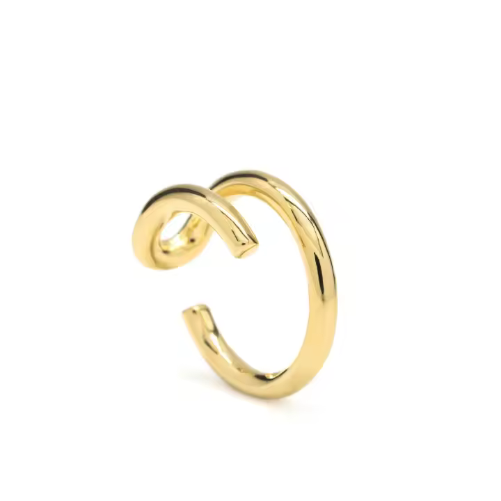 Anillo Lineargent Diseño Asimétrico Plata Chapada - 1