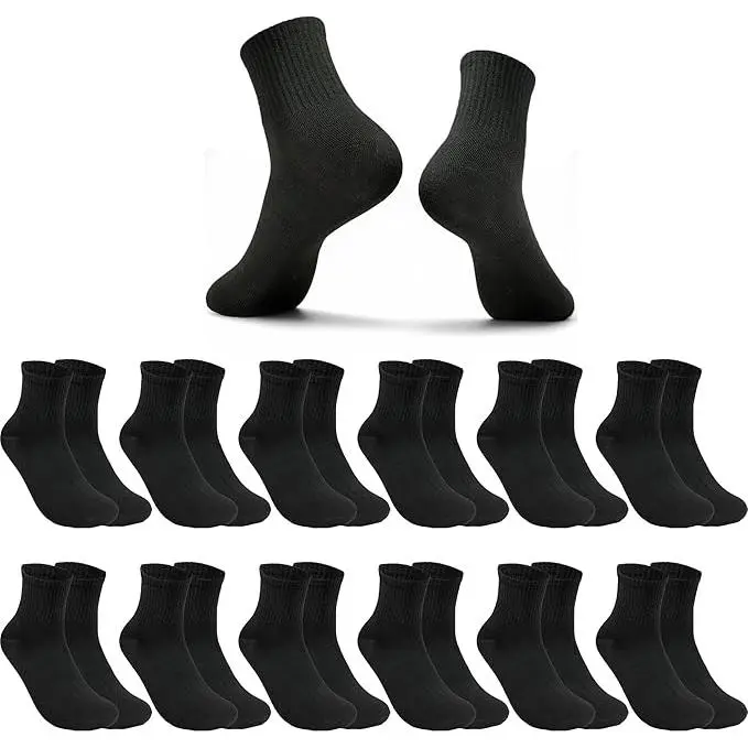 12 Pares Calcetines Hombre Deporte - Gimnasio, Tenis, Running o Casual - 85% Algodón y Transpirables | Media Caña Cómodos y Duradera - 1