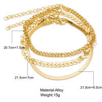 Pulsera De Tobillo Vintage En Color Oro Cadena Plana De Serpiente Para Mujer Niña Moda Sencilla Playa Verano Joyería De Pies - details 4