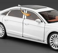 Coche De Colección Audi A8 De 1/24 En Metal Con Luz Y Sonido Puertas Abatibles Regalo Para Chicos Juguete De Movimiento Hacia Atrás - details 9
