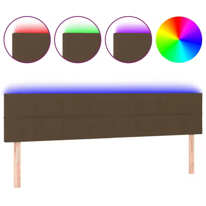vidaXL Cabecero con LED de tela marrón oscuro 180x5x78/88 cm - 1