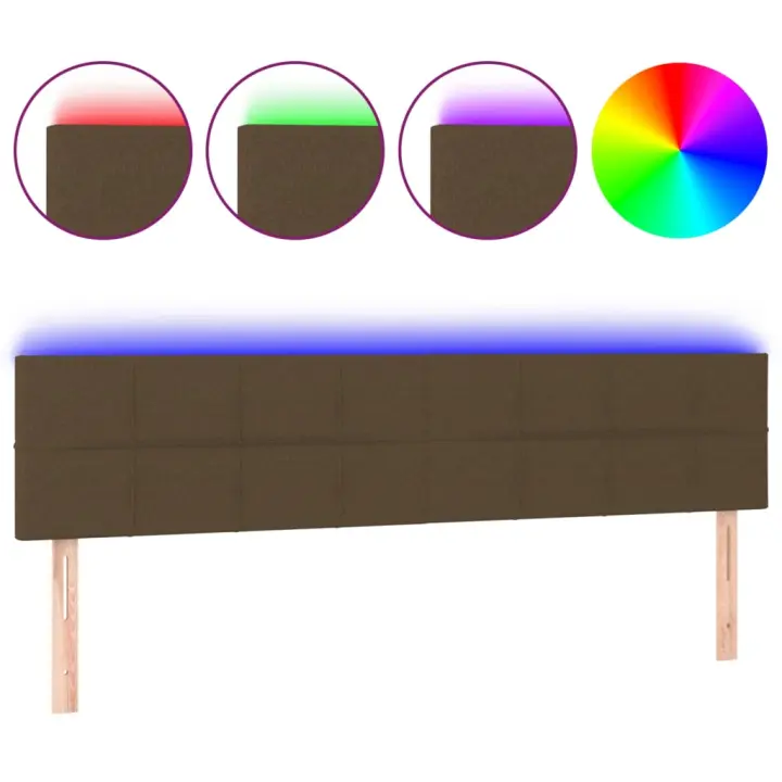 vidaXL Cabecero con LED de tela marrón oscuro 180x5x78/88 cm - 1
