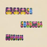 24pcs/set Uñas Postizas Largas Medias Falsas De Cuadrado Ballet Con Flores Y Mariposa Azul Verde Para La Temporada De Primavera Y Verano - details 42