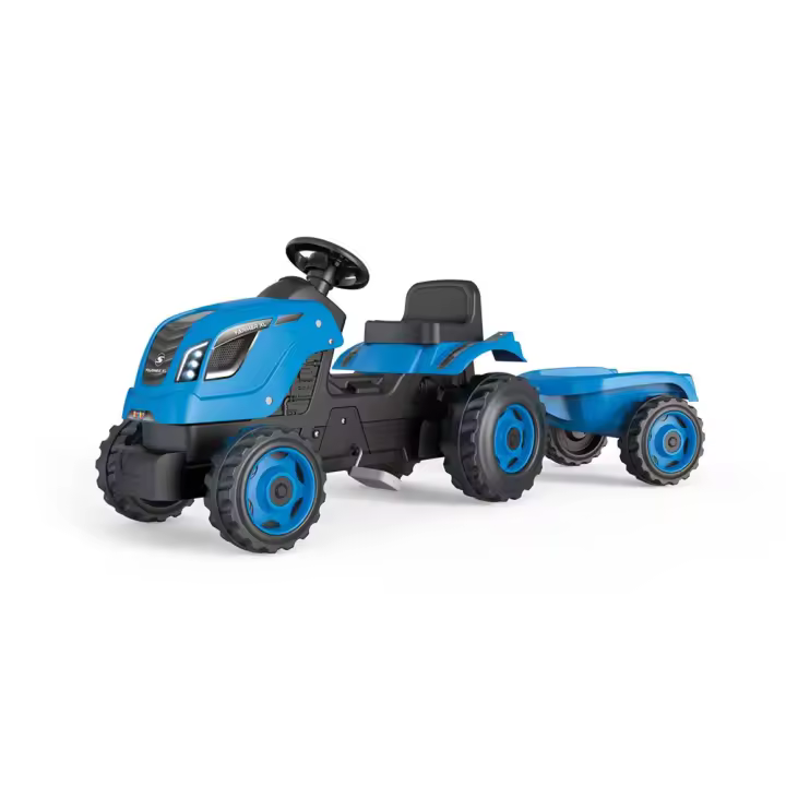 Tractor a pedales Farmer XL con remolque azul 142x44x54 cm (Smoby 7600710129) - 1