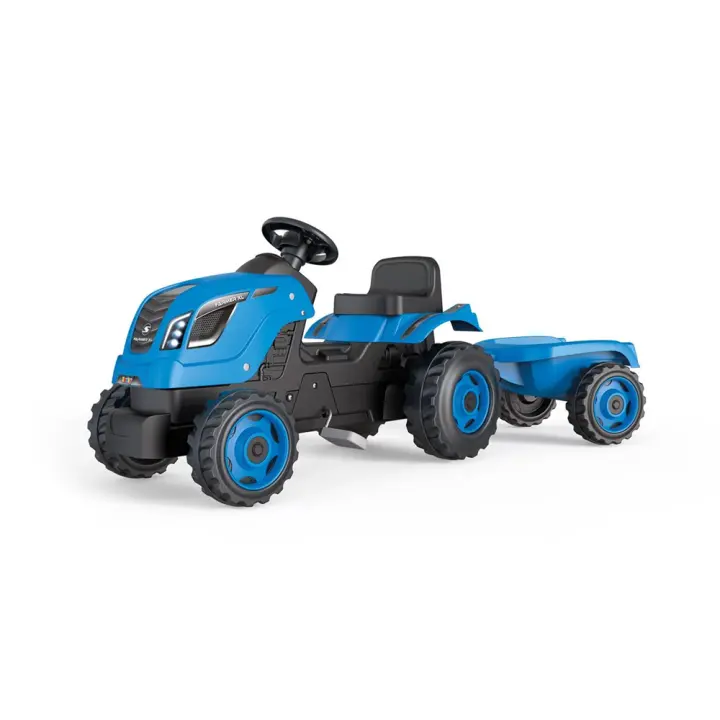 Tractor a pedales Farmer XL con remolque azul 142x44x54 cm (Smoby 7600710129) - 1