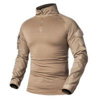 Camisa Táctica De Camuflaje Para Hombres Con Cuello En V De 1/4 De Zapata Manga Larga Uniforme De Combate Airsoft Transpirable Ligera De Secado Rápido Material Coton-Poliéster - details 8