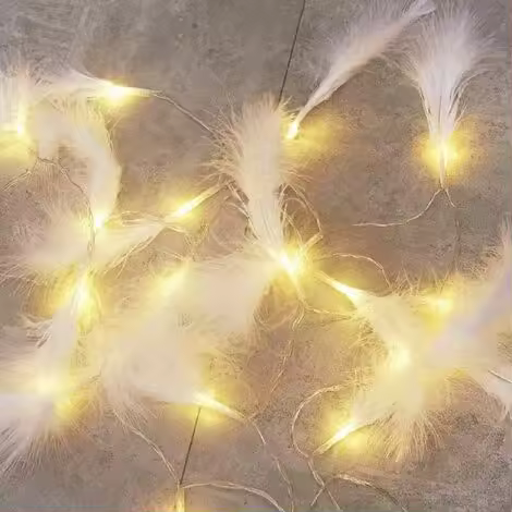 Luces de hadas de plumas, luces de plumas artificiales, decoración de pared para interiores y exteriores - 1