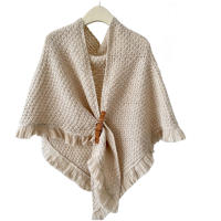 Cayado De Cuero Marrón Para Mujer Estilo Coreano Moda De Invierno Con Lazo Triangular Mantón Tejido Cálido Para Otoño Y Invierno - details 3