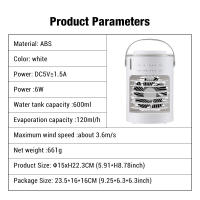 Aire acondicionado portátil, mini enfriador de aire 3 en 1, ventilador silencioso, 3 velocidades, 2 modos de pulverización, 600 ml, con asa, ideal para dormitorio y oficina, anillo de luz ambiental. - details 20