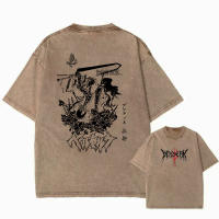 Camiseta Vintage Lavada Para Hombre Estilo Harajuku Con Impresión De Anime Casual Verano Talla Grande Suelta Camiseta - details 4