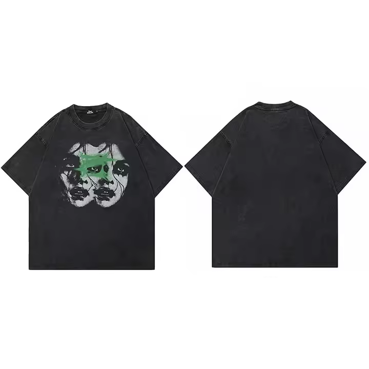 Camiseta Retro Hip Hop En Negro Vintage Con Doble Cara De Algodón Para Hombres Camiseta Unisex Estilo Callejero Graphic Doble Cara - 1
