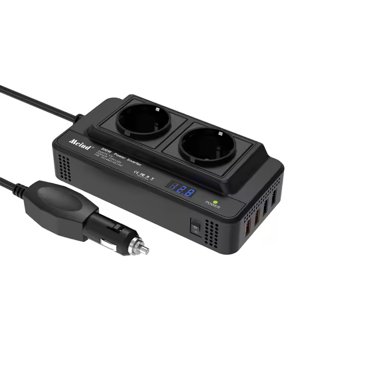 Inversor De Coche Meind 200W 12v a 220v Alta Eficiencia 0.9 Convertidor De Energía Para Automóvil Frecuencia 50Hz - 1