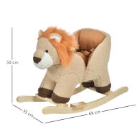 HOMCOM Caballito Balancín Infantil en Forma de León de Felpa para Bebés 18-36 Meses con Sonido Cinturón de Seguridad Manillar y Reposapiés 68x35x50 cm Marrón - details 2