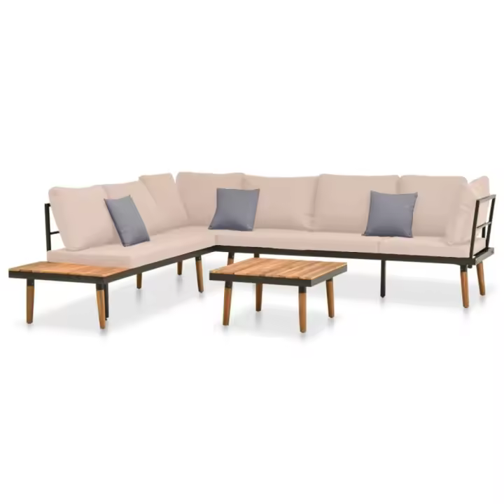 vidaXL Set muebles de jardín 4 piezas y cojines madera maciza acacia - 1