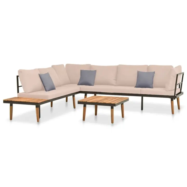 vidaXL Set muebles de jardín 4 piezas y cojines madera maciza acacia - 1