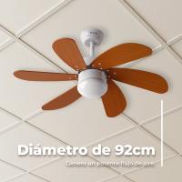 EVVO Ventilador de techo con luz V315 Wood, silencioso, Ø92cm,madera, 6 aspas, 3 velocidades, 56W, invierno-verano - details 0
