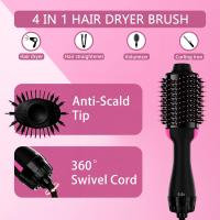 Cepillo secador de pelo de doble voltaje con estilizador antifrizz de iones negativos - voluminizador de aire caliente para 220V-240V Europa y uso en viajes  Ahora con motor mejorado, menos frizz, más brillo y menos daño por calor para lograr u - details 12