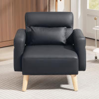 HOMCOM Sillón Moderno Butaca de Salón Tapizado en Cuero Sintético con Reposabrazos Acolchado Grueso Respaldo con Costuras y Patas de Madera para Dormitorio - details 4