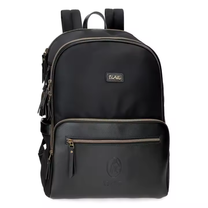 El Potro Mochila de 29cm x 40 cm x 11 cm fabricada en poliéster y PU Negro - 1