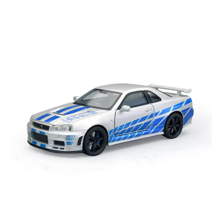 Coche De Deportes Nisaan GTR-R34 Modelo 1:32 Con Sonido Luz Y Función Retroceso Aleación De Metal Miniatura Regalo Para Niños Tamaño Aproximado 15*6*4.3CM - 1