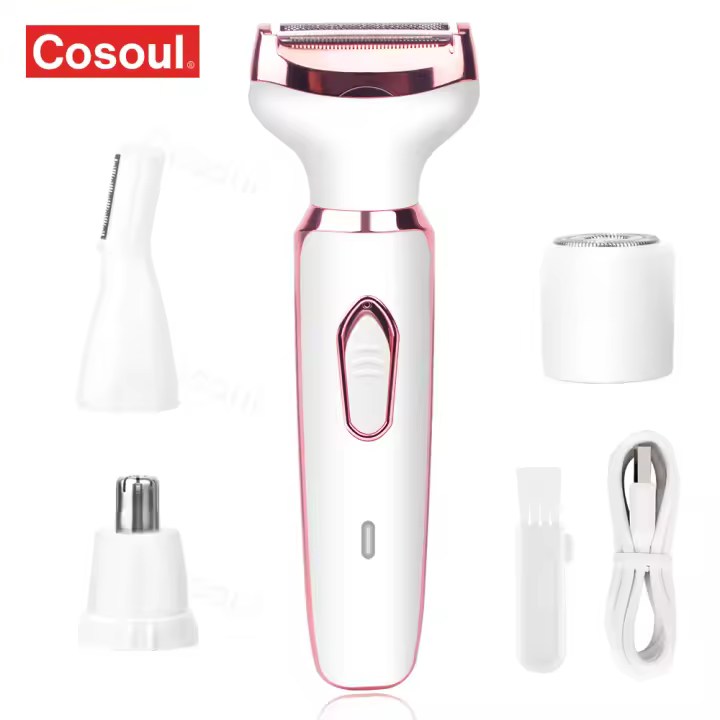 Cepillo De Afeitar Eléctrico 4 En 1 Para Mujer Trimmer De Cuerpo Painless Para Axilas Bikini Brazos Piernas Y Cara Portátil Con Recarga Rápida - 1