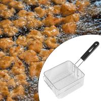 Cesta De Freír De Acero Inoxidable Con Mango Para Barbacoa Patatas Fritas Anillos De Cebolla Multipropósito Para Casa Y Café - details 6
