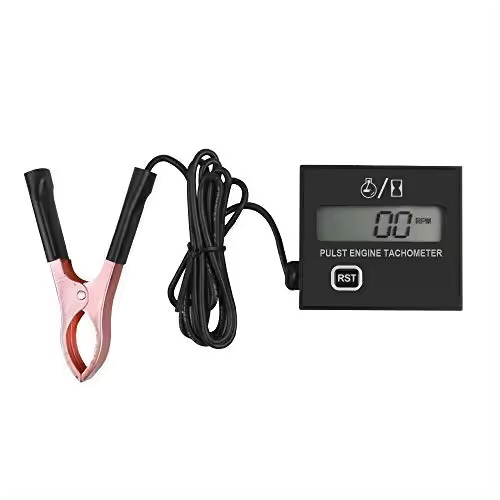 Tacómetro digital para motor de bujías de coche, tacómetro electrónico para motorceta con indicador de temporizador de pantalla digital, para motores de gasolina Pequeños (con clip) - 1