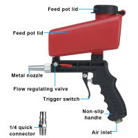 Pistola De Arena Portátil NICEYARD 90psi Ajustable Manuales Pneumáticos Set De Blastado Pequeño Máquina De Blastado De Arena - details 4