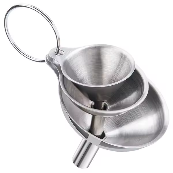 Juego De 3/5 Funnel De Acero Inoxidable Para Cocina Funnel De Metal De Grado Alimenticio Para Rellenar Botellas Pequeño Funnel Para Aceites Esenciales Especias - 1