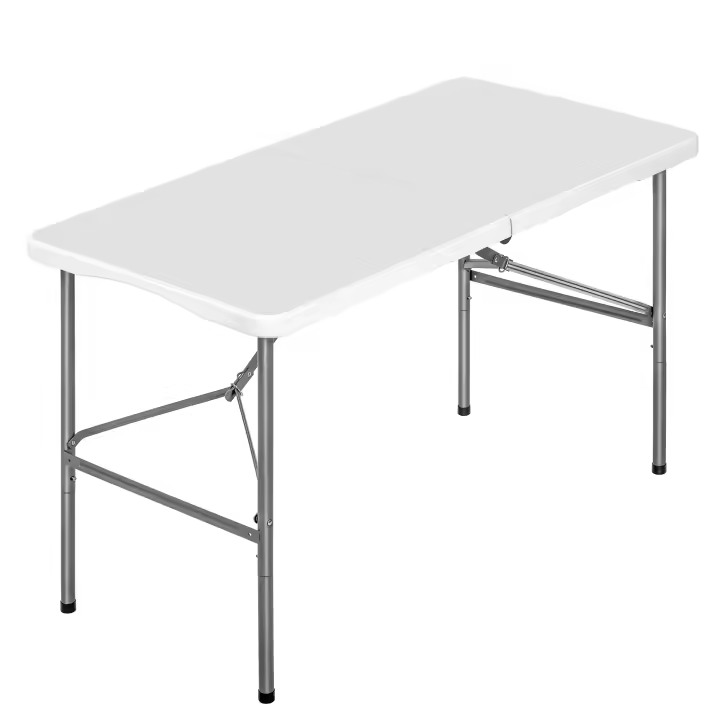 T-LoVendo Mesa plegable camping portátil, jardín, catering. Auxiliar y Rectangular 122x61cm. Hasta 120kg de carga. Para exterior e interior. Ideal para 4 personas. Eventos, oficina, estudio, reuniones. Blanca - 1