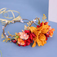 Diadema De Garlanda Naranja Retro Bohemio Accesorio De Cabello Para Viaje Y Vacaciones Simulación De Flores Material Otr - details 2