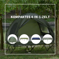 Cama de camping Elevada con Tienda de cúpula y colchón de aire with Bomba, tafetán, Green, dimensiones 193x136x178 cm para Aventuras al Aire Libre - details 3