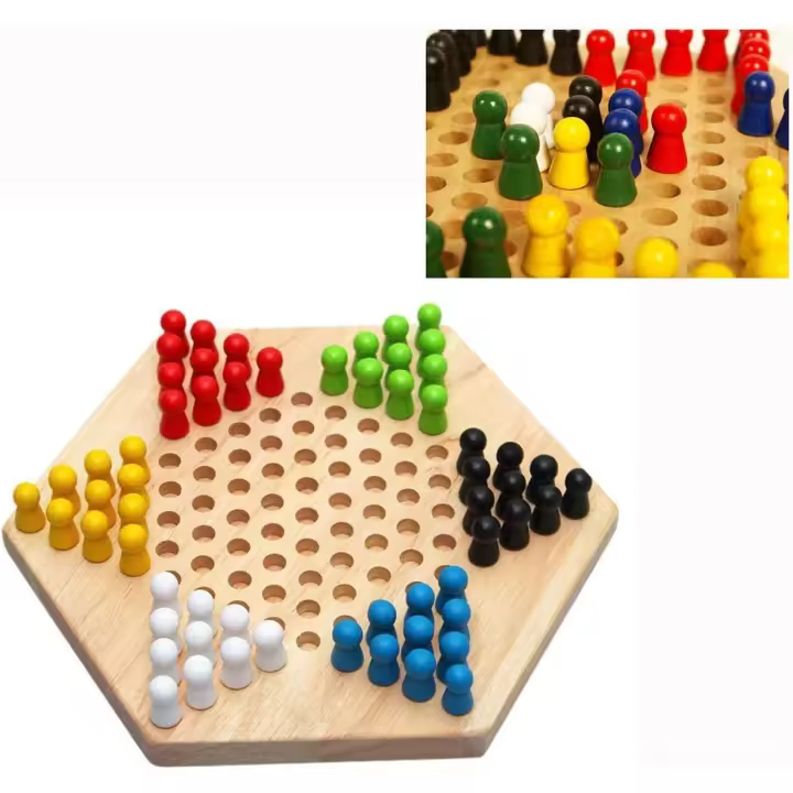 Juegos de mesa tradicionales de damas chinas hexagonales, tamaño reglamentario correcto, juegos de mesa familiares o de viaje, forma de estrella, madera - 1