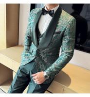 Traje De Tres Piezas Para Hombre Estilo Británico Primavera 2025 Traje De Negocios Casual Chaqueta Pantalón Alta Densidad Jacquard Vestido De Boda - details 9