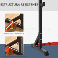 HOMCOM Soporte Ajustable para Barras de Pesas Estante Soporte Multifuncional para Ejercicios en Hogar y Oficina Carga 150 kg Altura Regulable de 121-171 cm Negro y Rojo - details 3