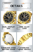 Reloj De Pulsera Deportivo Para Hombre SANDA De Lujo Acero Inoxidable Tiempo Dual Pantalla LED Luminosa Resistente Al Agua Con Alarmas Y Calendario - details 14