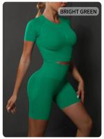 SSITO Nuevo conjunto de Pantalones cortos de manga cortos de Yoga de color sólido de melalgodón sin costura para correr, deportes y Fitness conjunto de Dos piezas - details 40