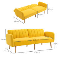 HOMCOM Sofá Cama de 2 Plazas Moderno 173x75x73 cm Sofá Cama Plegable Tapizado en Lino Sintético con Respaldo Ajustable en 3 Niveles y Reposabrazos Desmontables para Salón Oficina Amarillo - details 2