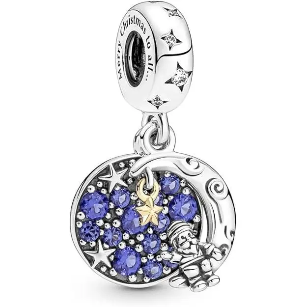 Pandora Charm Colgante Doble Santa Claus EN LA Luna 769648C01, Viene con El embalaje de Caja de regalo original. - 1