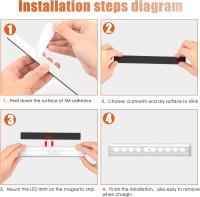 2 Piezas Luz Armario, 10 LED Luz Nocturna con Sensor de Movimiento, Funciona con Pilas, Lámpara Nocturna con Tira Magnética Adhesiva, Luces de Noche para Pasillo, Escalerav, Cocina, Garaje - details 2