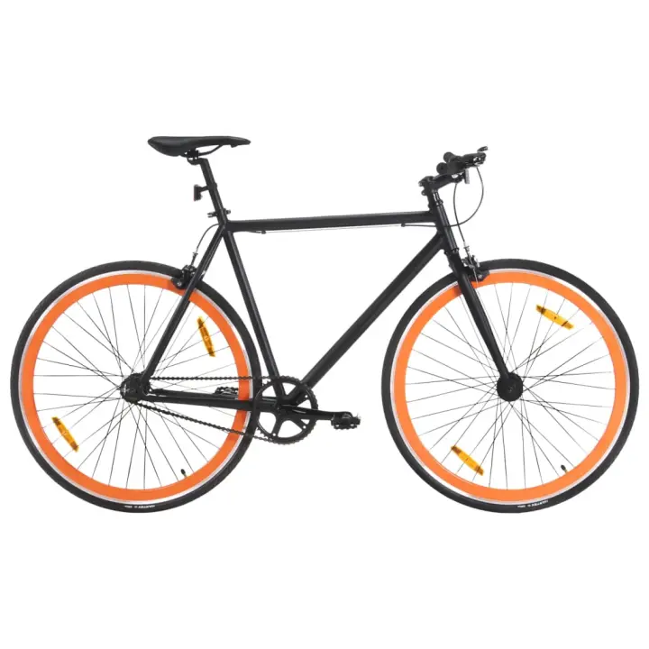 vidaXL Bicicleta de piñón fijo negro y naranja 700c 51 cm - 1