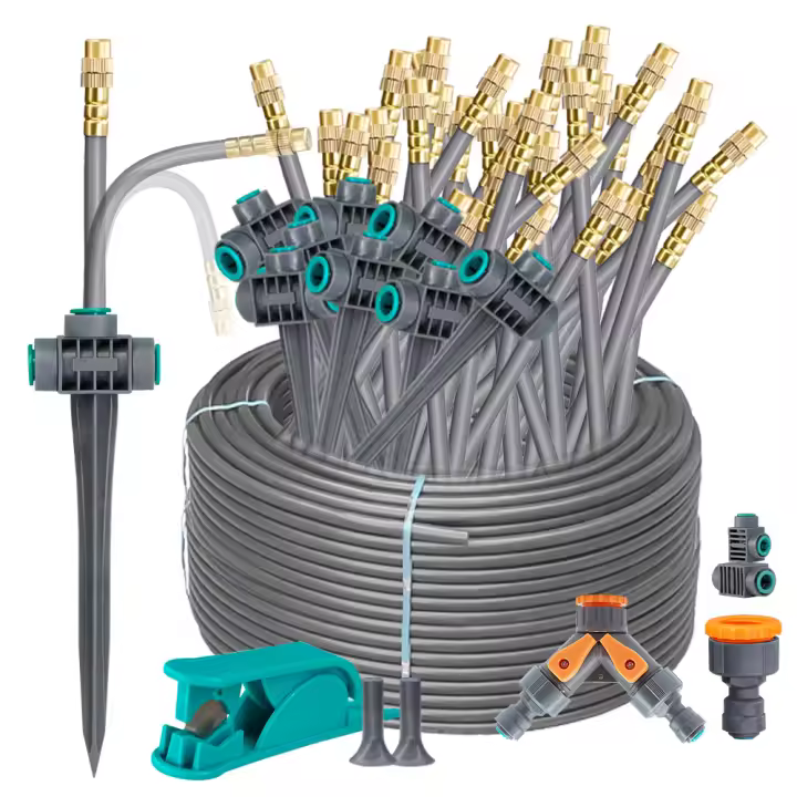 Sistema De Riego Para Jardín 20cm Con Boquilla De Cobre Flexible Y Estaca Ajustable Kit De Misting Y Enfriamiento Para Plantas De Invernadero - 1