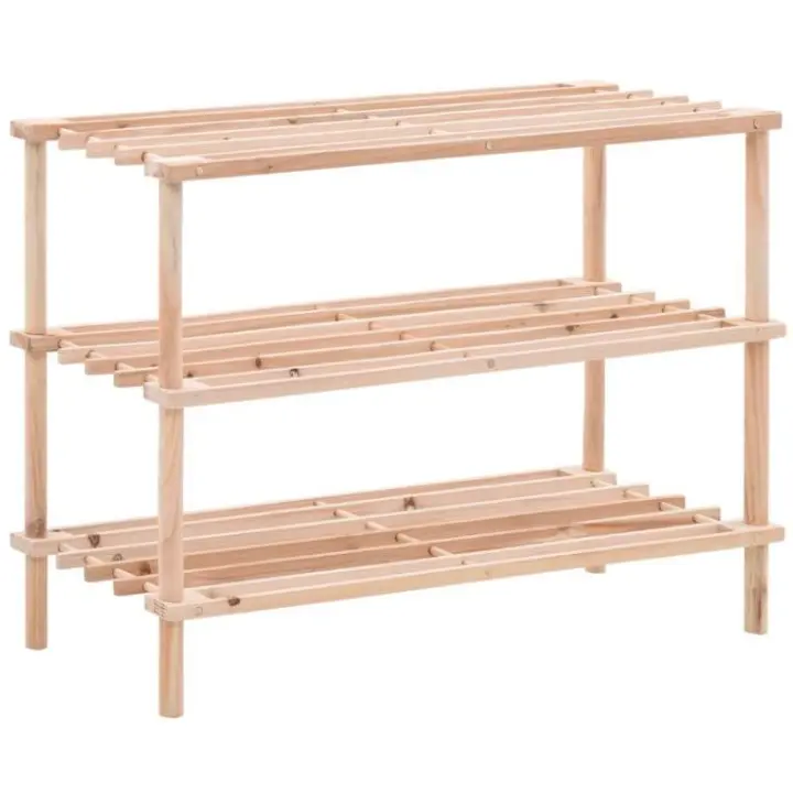 Hersig Zapatero de Madera Abeto 3 Estantes 74x26x48.5cm Color Madera Natural - 1