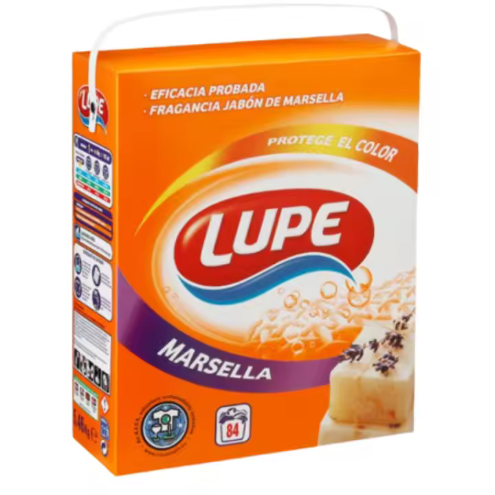 Detergente en polvo Lupe Marsella, 5 kg, 84 lavados - ¡Limpieza impecable para tu ropa! - 1
