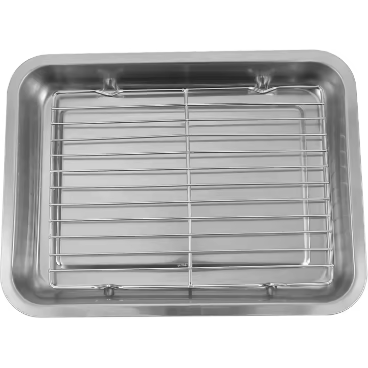Plate a; Bandeja de horno de acero inoxidable y Rack Set Galletas Bandeja de enfriamiento Rack de drenaje Rack Cake Rack-El dolor de cuatro bandejas antiadherente Dolor - 1