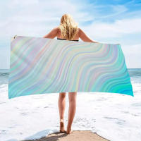 Toalla De Playa Antisandía Azul Estrellada Con Ondas De Verano Tela Microfibra Secado Rápido Láminas De Color Para Baño - details 0