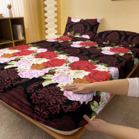 Sábana Ajustada Moderna Y Sencilla Con Estampado De Plantas Y Flores Mate Para Dormitorio Sin Almohadillas De Edredón De Poliéster 100% - details 2
