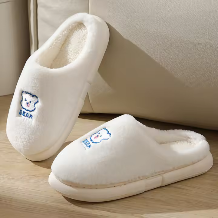 Zapatillas Casuales De Pelo Fluffy Para Mujer Invierno Plush Zapatos Planos Diseñador Moda Elegante Para El Hogar Con Plataforma Y Fondo Grueso - 1