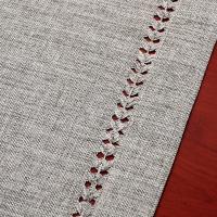 Mantel Rectangular Hecho a Mano Hemstitch Gris Para Mesa De Comedor O Armario 32x183CM Decoración Familiar Para Cocina - details 2