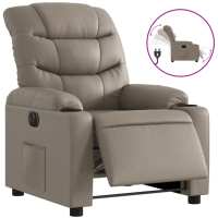 vidaXL Sillón reclinable eléctrico de cuero sintético Negro, Crema, Marrón Sillon Dormitorio Sillon Comodos Silla Relax Sillón Sofá - details 4